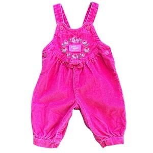 Vintage Baby B’Gosh Embroidered Floral Corduroy Overalls Baby Sz 6-9 Months USA